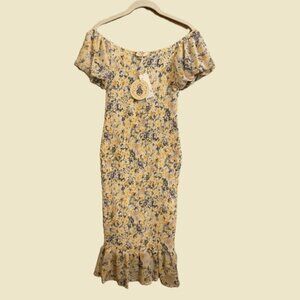 Sisters of the Tribe (Urban Outfitters) Dress, Medium, Butter Yellow Floral